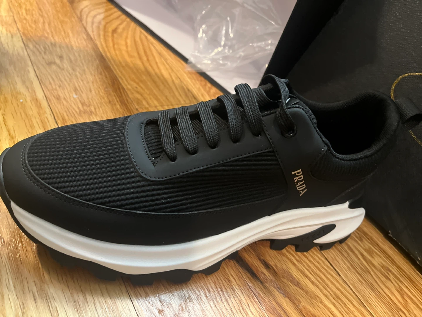 Prada Black & White Chunky Sole Sneakers - photo 3