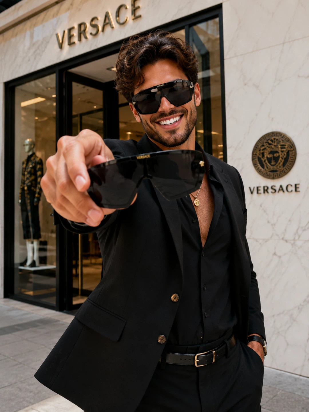 Versace Black Shield Sunglasses