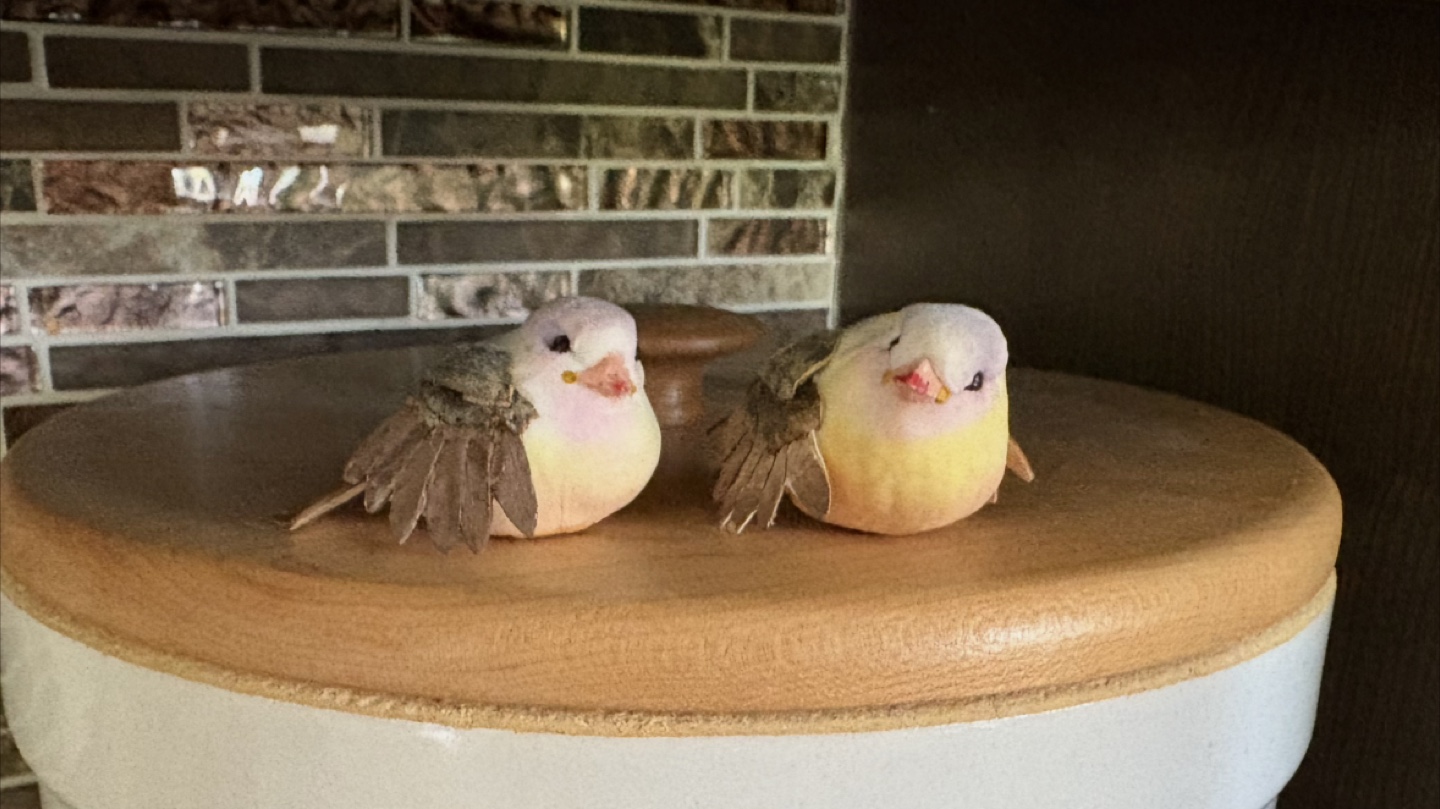 Pair of Small Papier-mâché Decorative Birds - photo 2