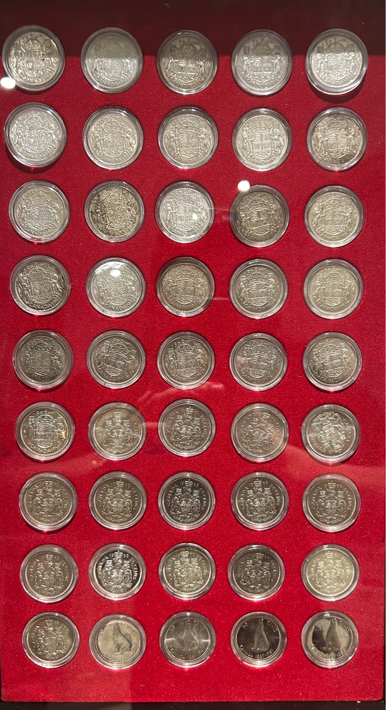 Canadian Silver Half Dollar Collection 1916 to 1967; 90 Coins - photo 3