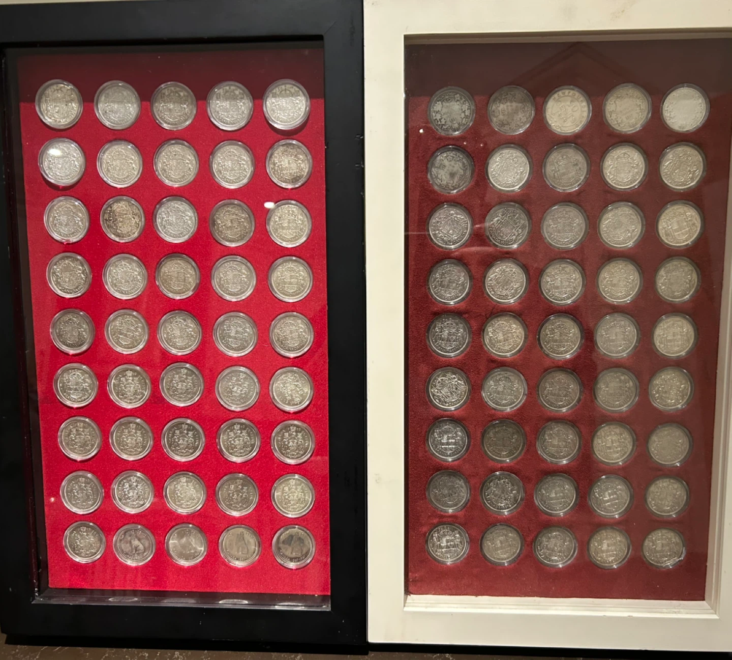 Canadian Silver Half Dollar Collection 1916 to 1967; 90 Coins