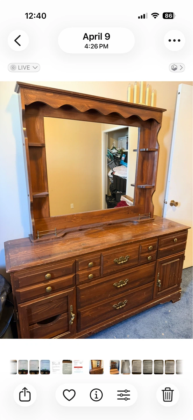Solid Wood Dresser with Mirror