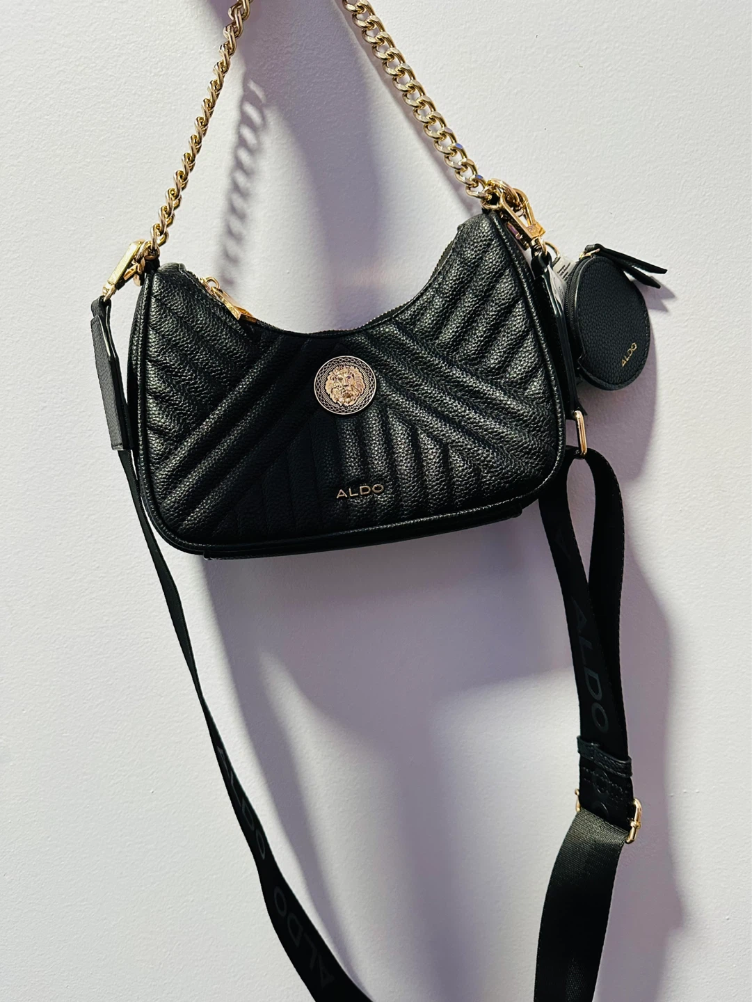 ALDO Black Quilted Shoulder Bag with Coin Pouch - photo 3