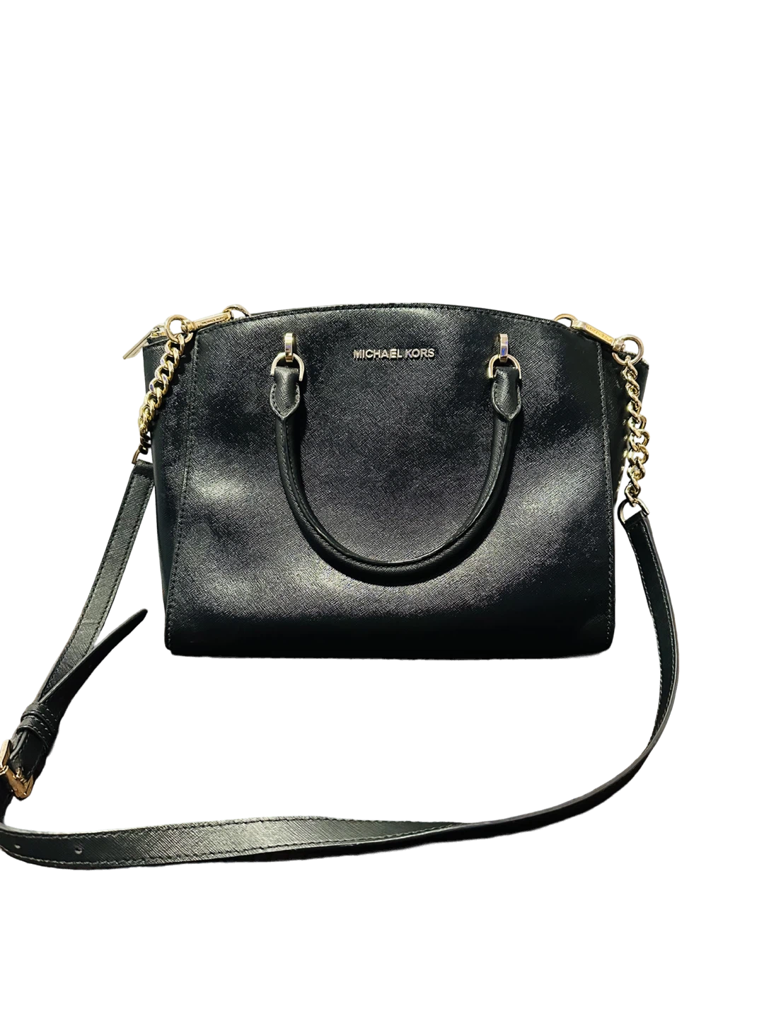 Michael Kors Black Leather Satchel Handbag