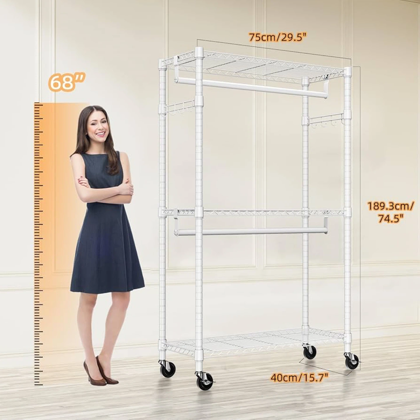 M MZG Heavy Duty Rolling Garment Rack 3 Tiers