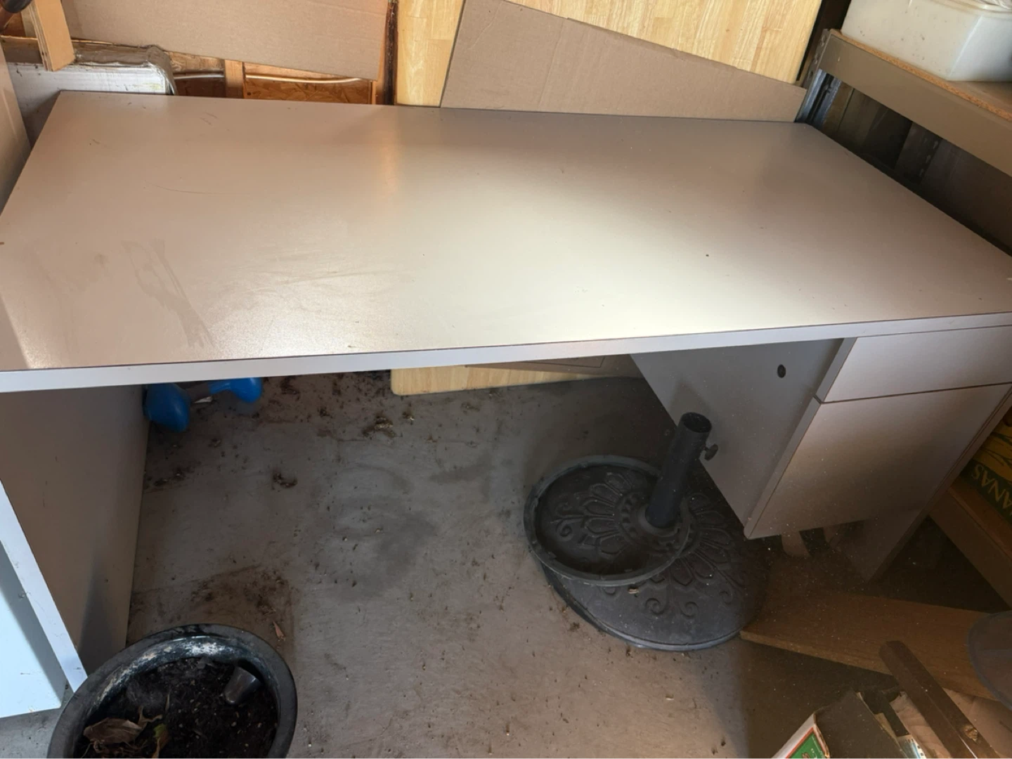 Light-coloured Desk with Drawers