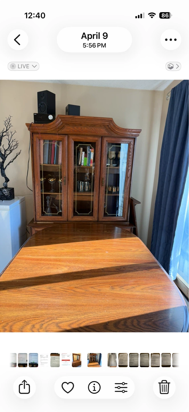 Vintage Oak China Cabinet with Glass Doors