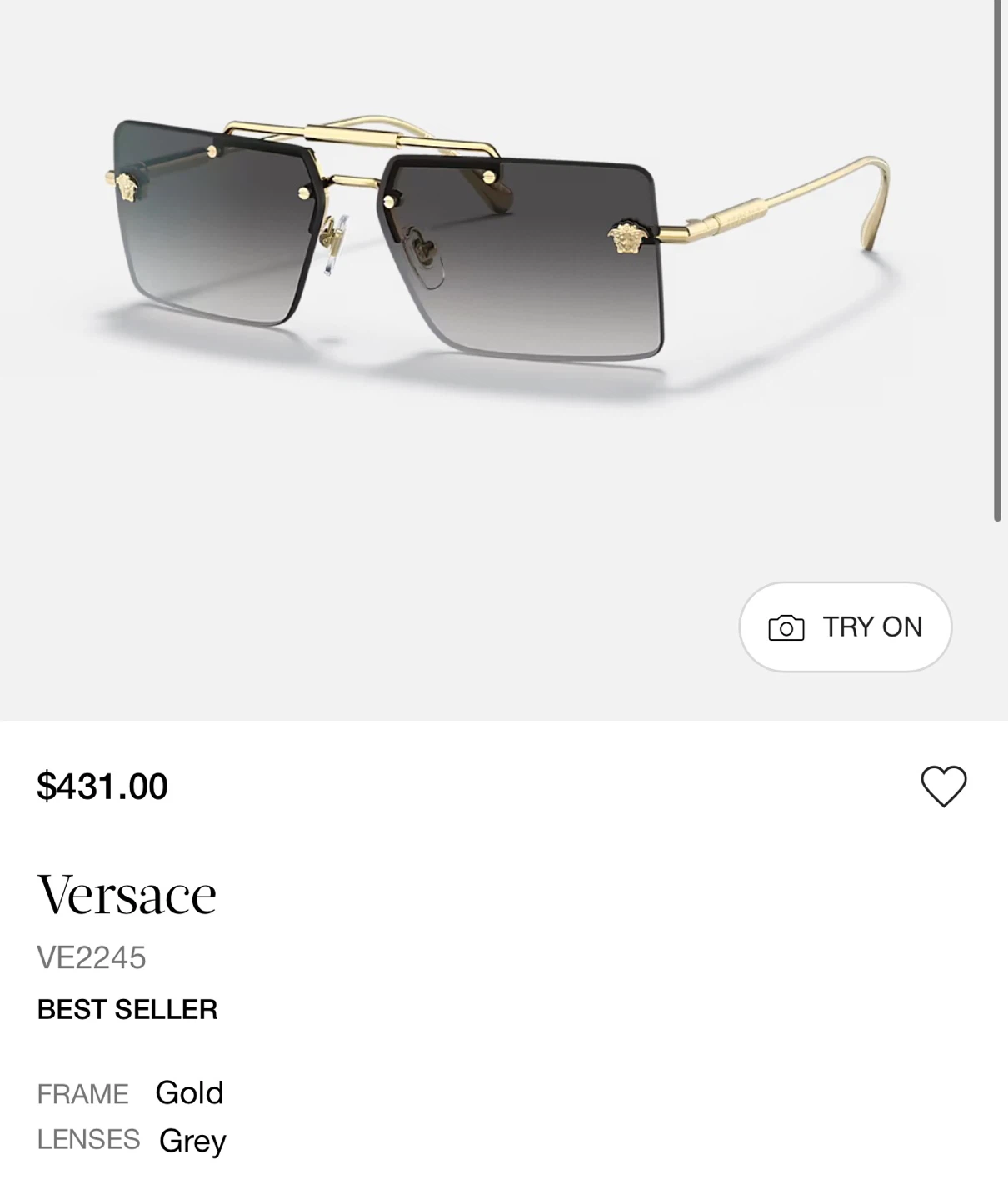 Versace VE2245 Sunglasses - Gold Frame, Grey Lenses - photo 2