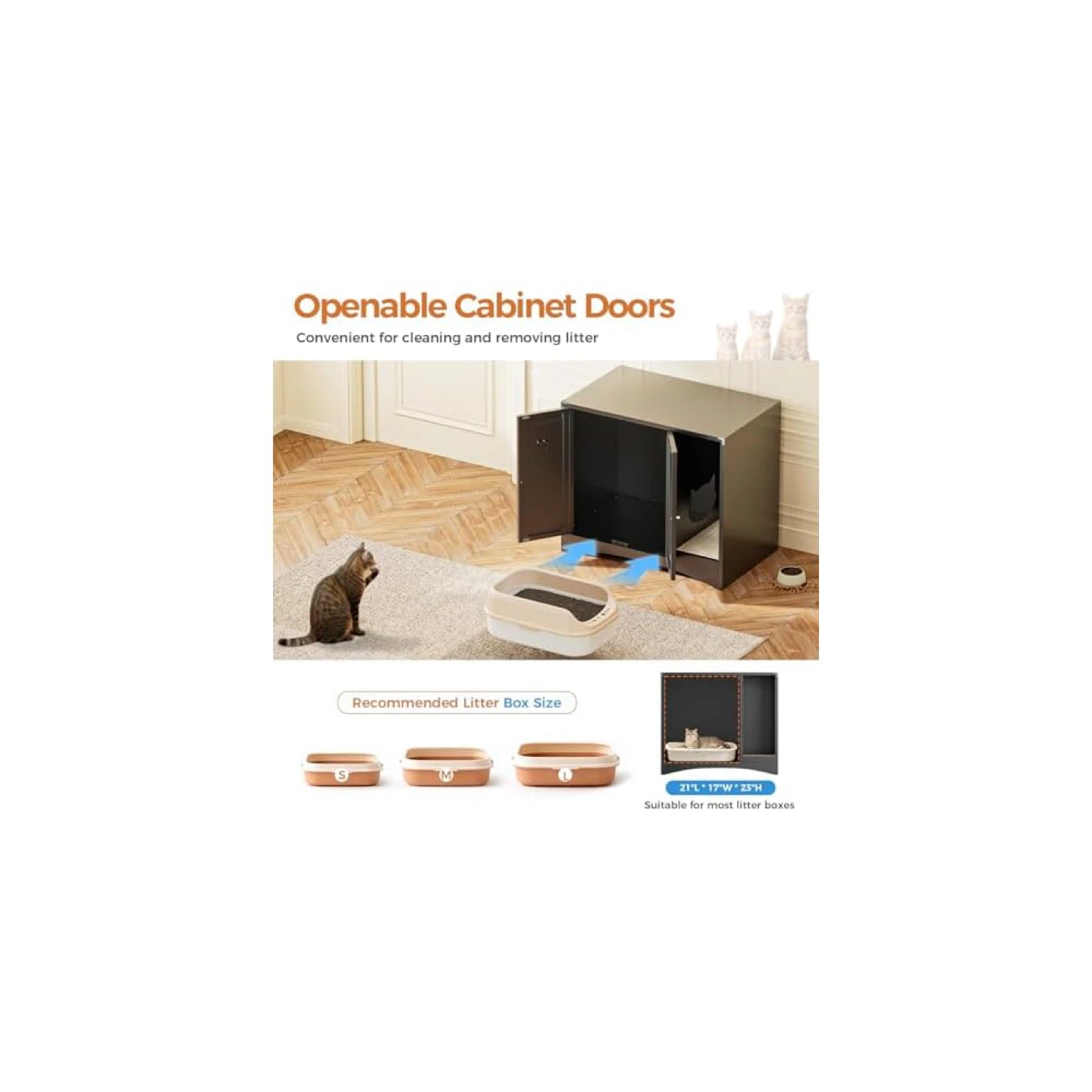 AUN Cat Litter Box Enclosure Hidden Cabinet-White - photo 2