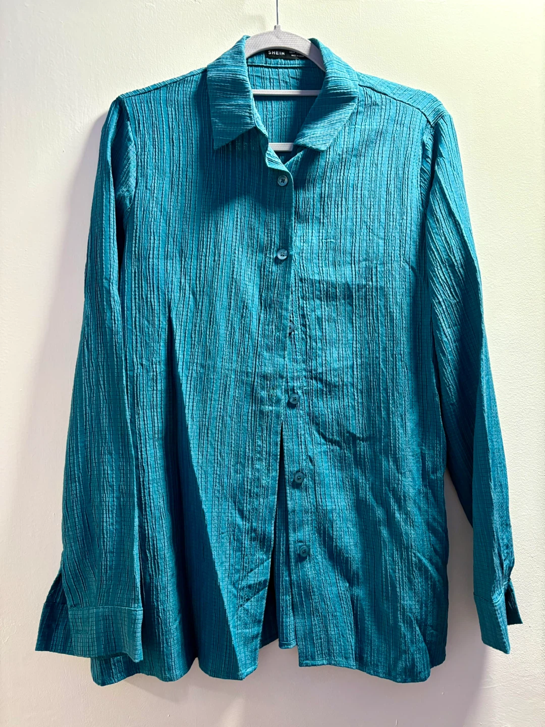Teal Textured Shirt and Pants Set - photo 3