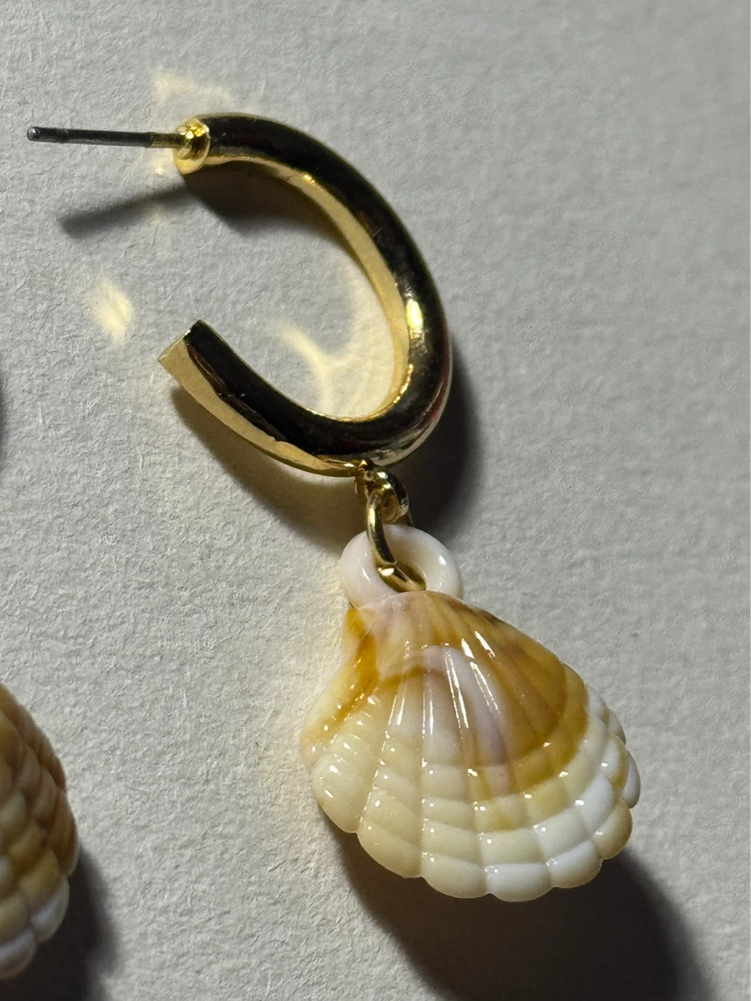 Gold Hoop Earrings with Shell Charms - photo 3