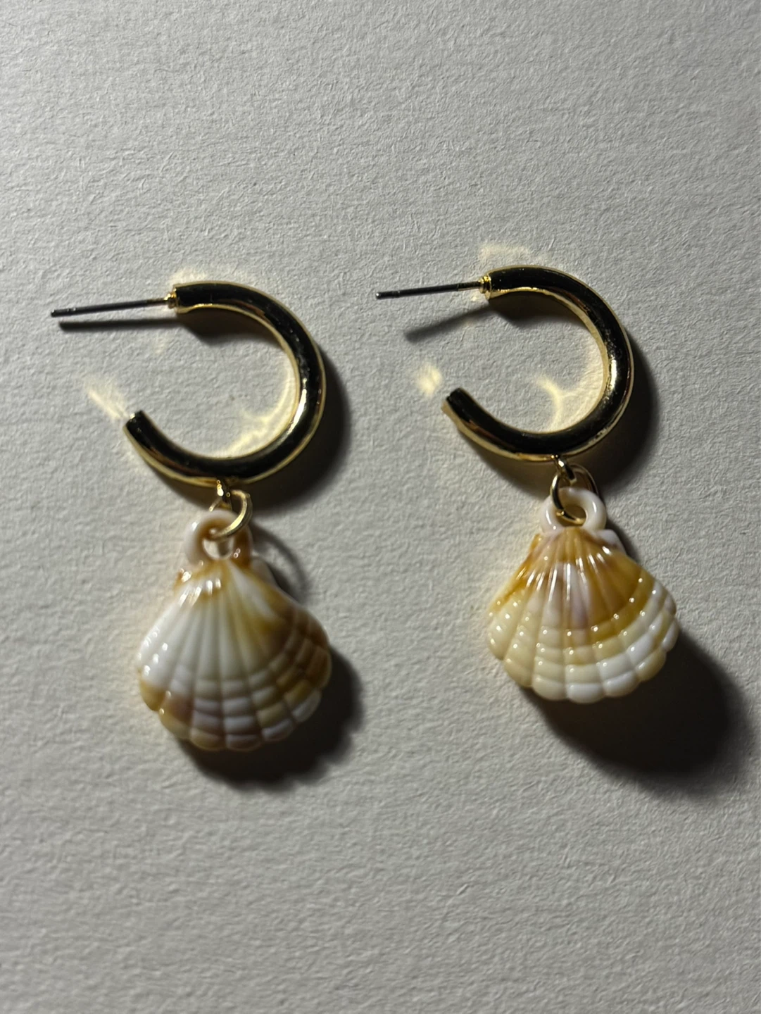 Gold Hoop Earrings with Shell Charms - photo 2
