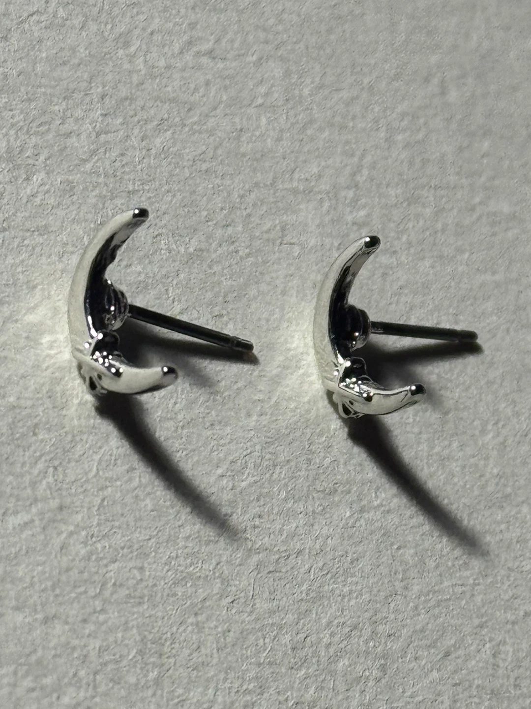 ⭐️ Silver Crescent Moon Studs with Crosses