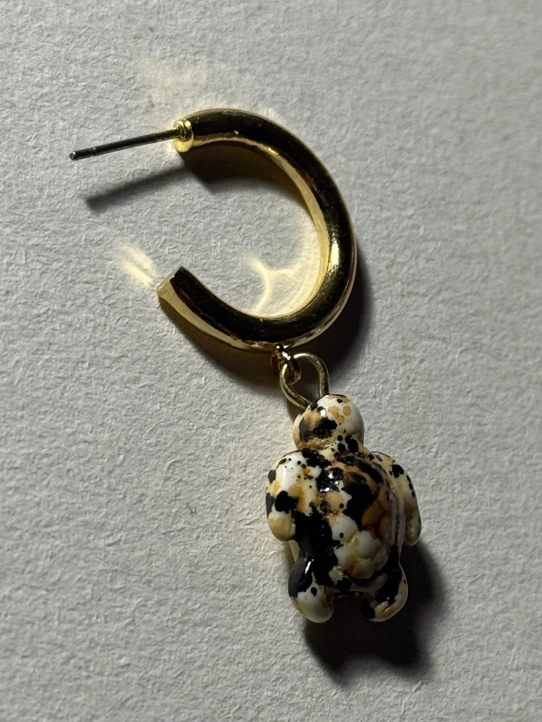 Gold Hoop Earrings with Turtle Charms - photo 3