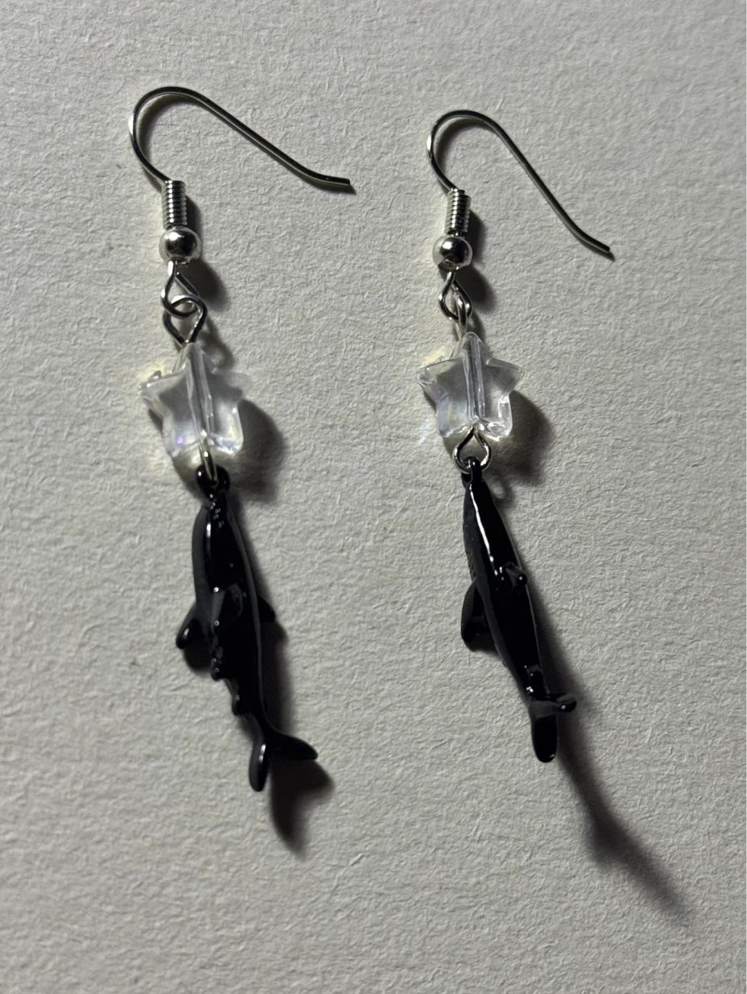 Black Shark and Clear Star Charmed Dangle Earrings - photo 2