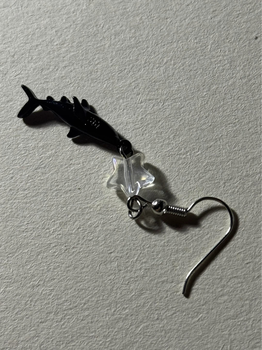 Black Shark and Clear Star Charmed Dangle Earrings - photo 3