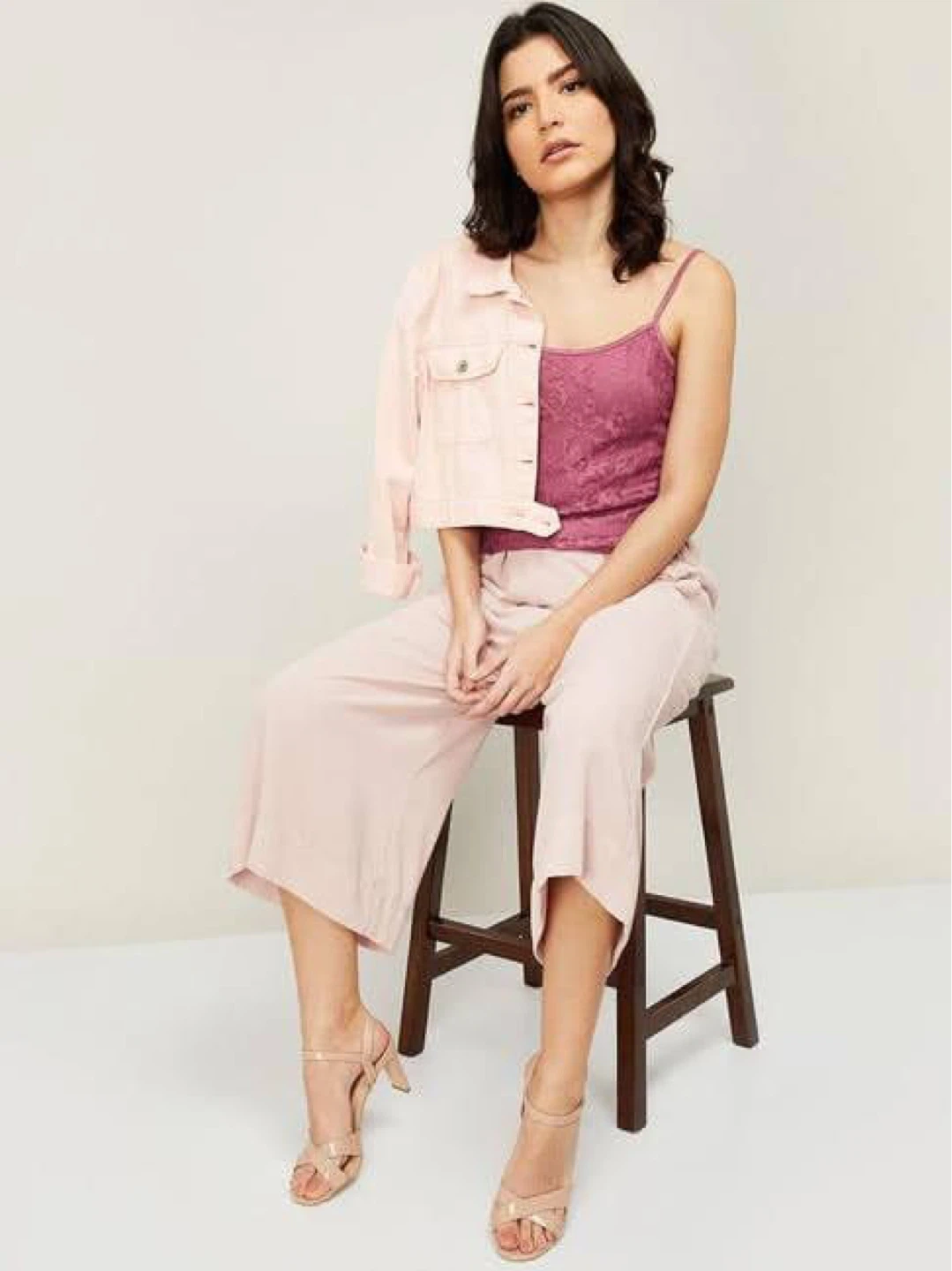 Liza Lace Trim Cami Top - Rose Pink