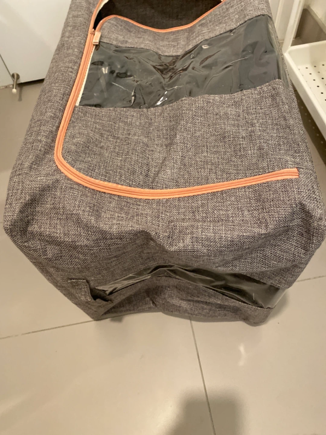 Gray Storage Bin with Clear Window