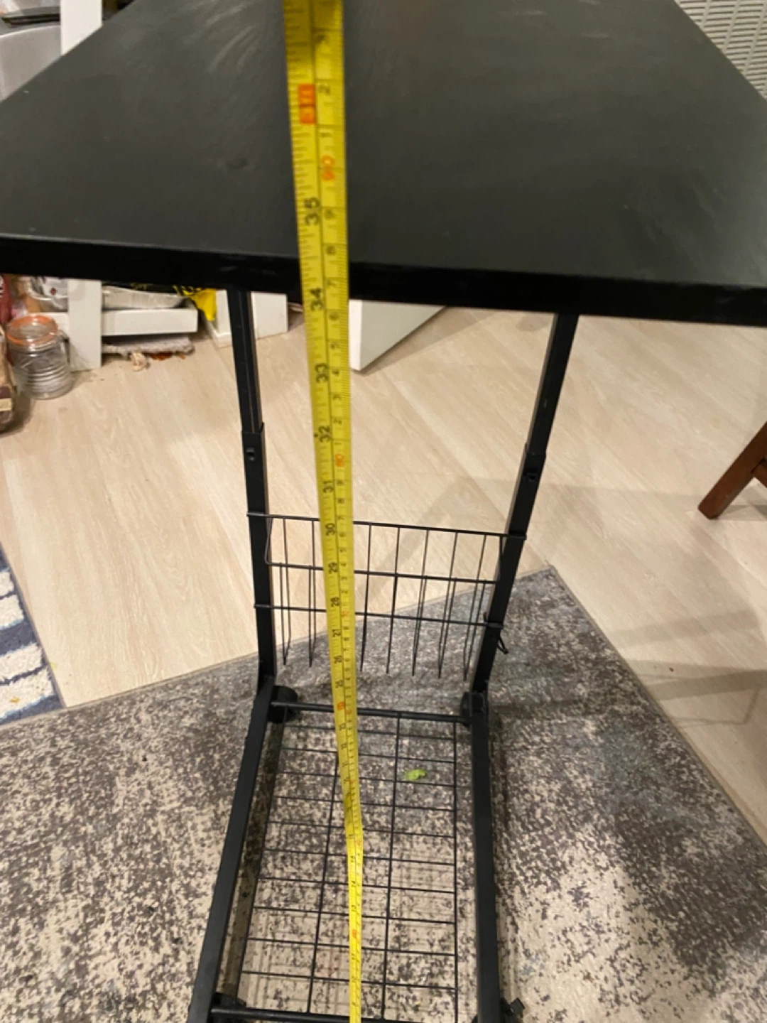 Black Rolling Side Table with Storage Basket - photo 4