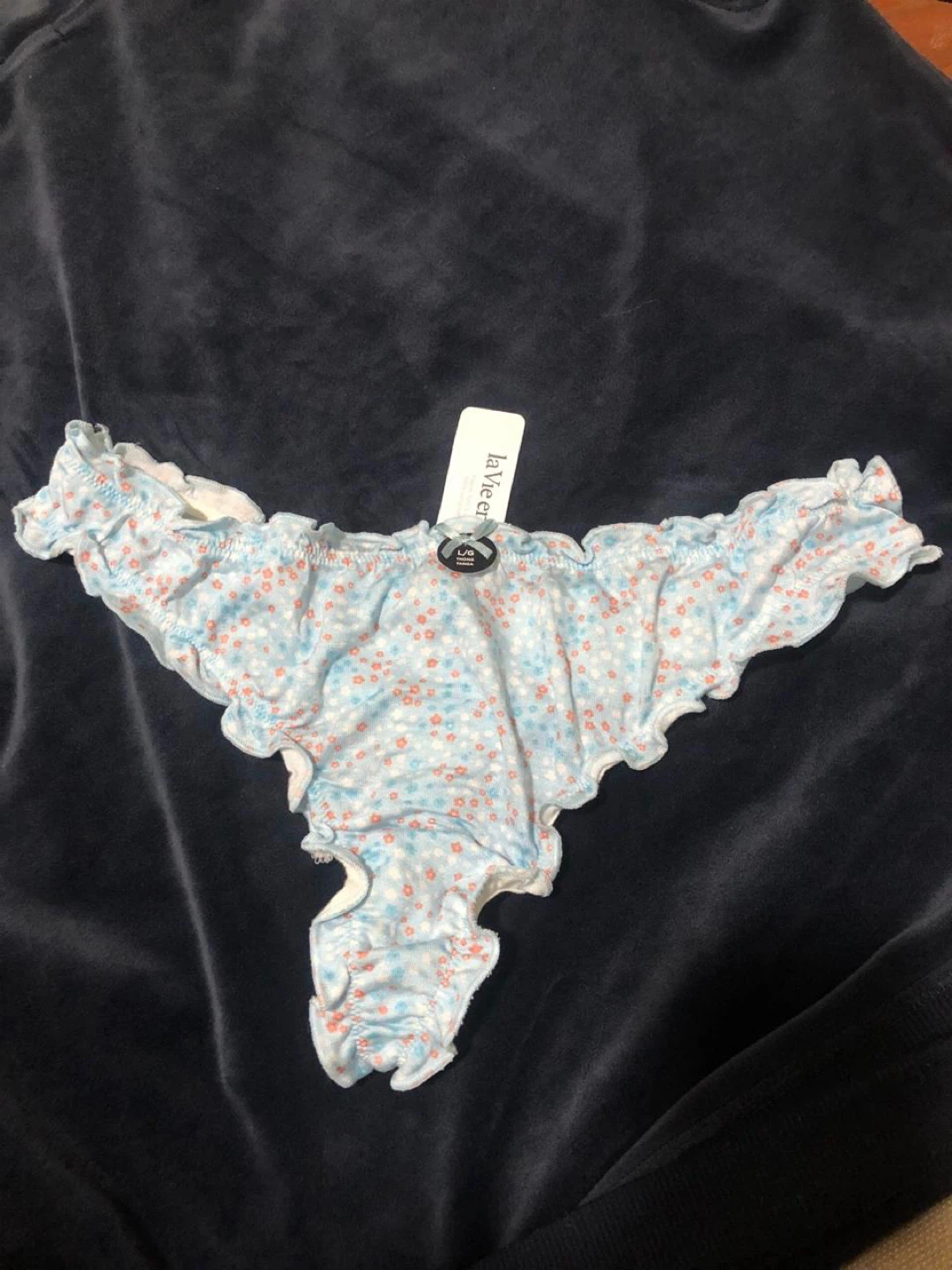 La Vie en Rose Women's Underwear - Blue Floral Print - Size S