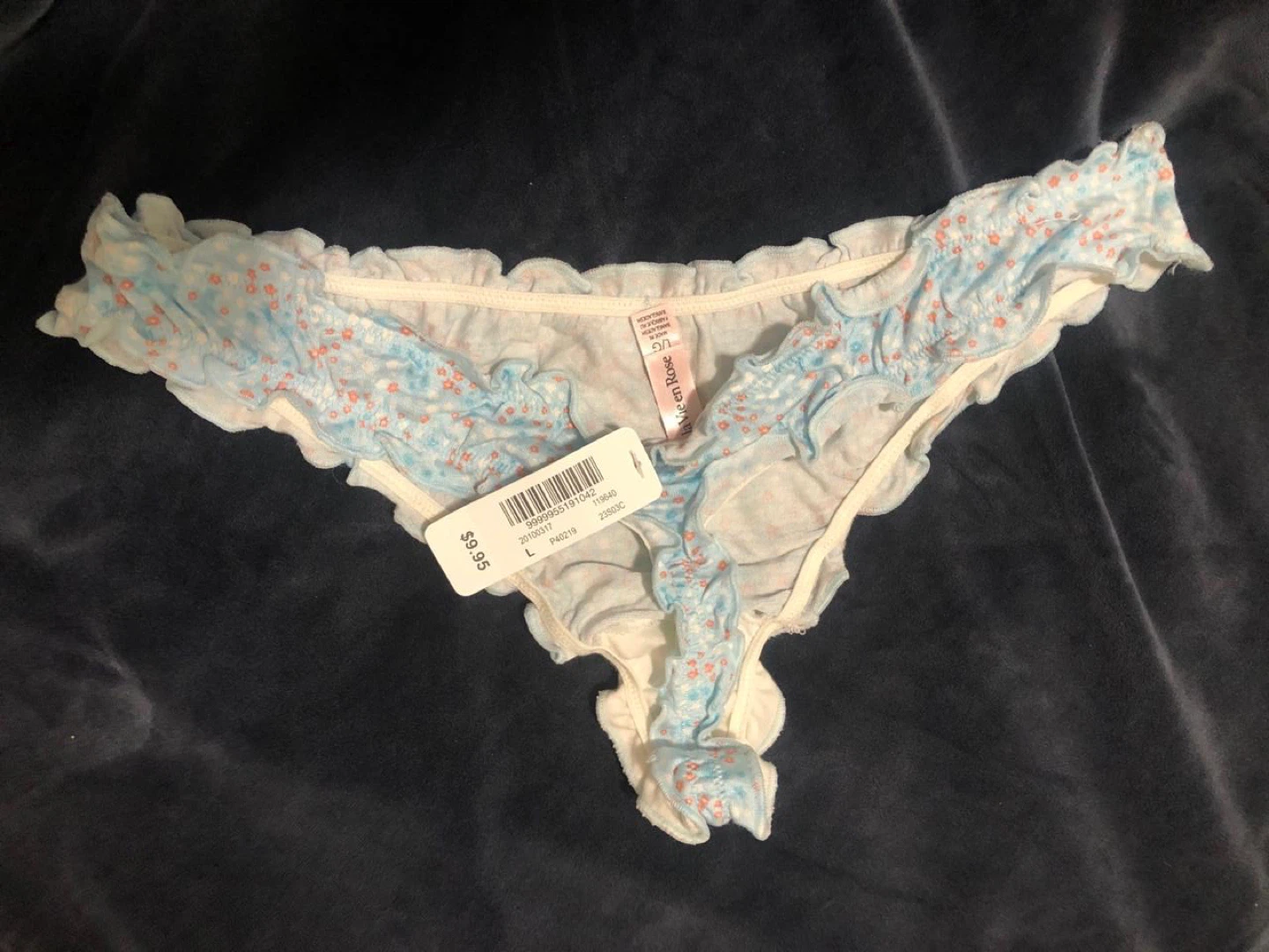 La Vie en Rose Women's Underwear - Blue Floral Print - Size S - photo 2