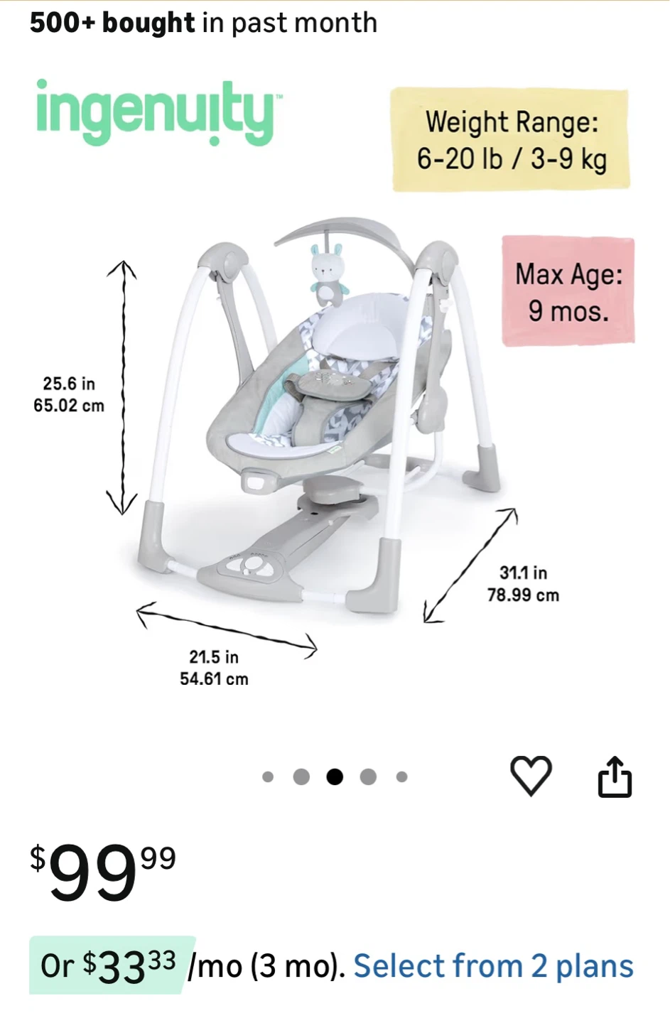 Ingenuity Baby Swing - Grey - photo 3