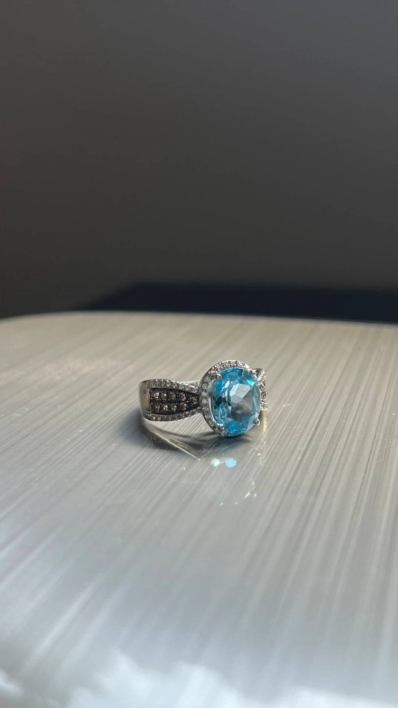 Luxury 14K White Gold Blue Topaz & Diamond Matching Set ✨ - photo 3