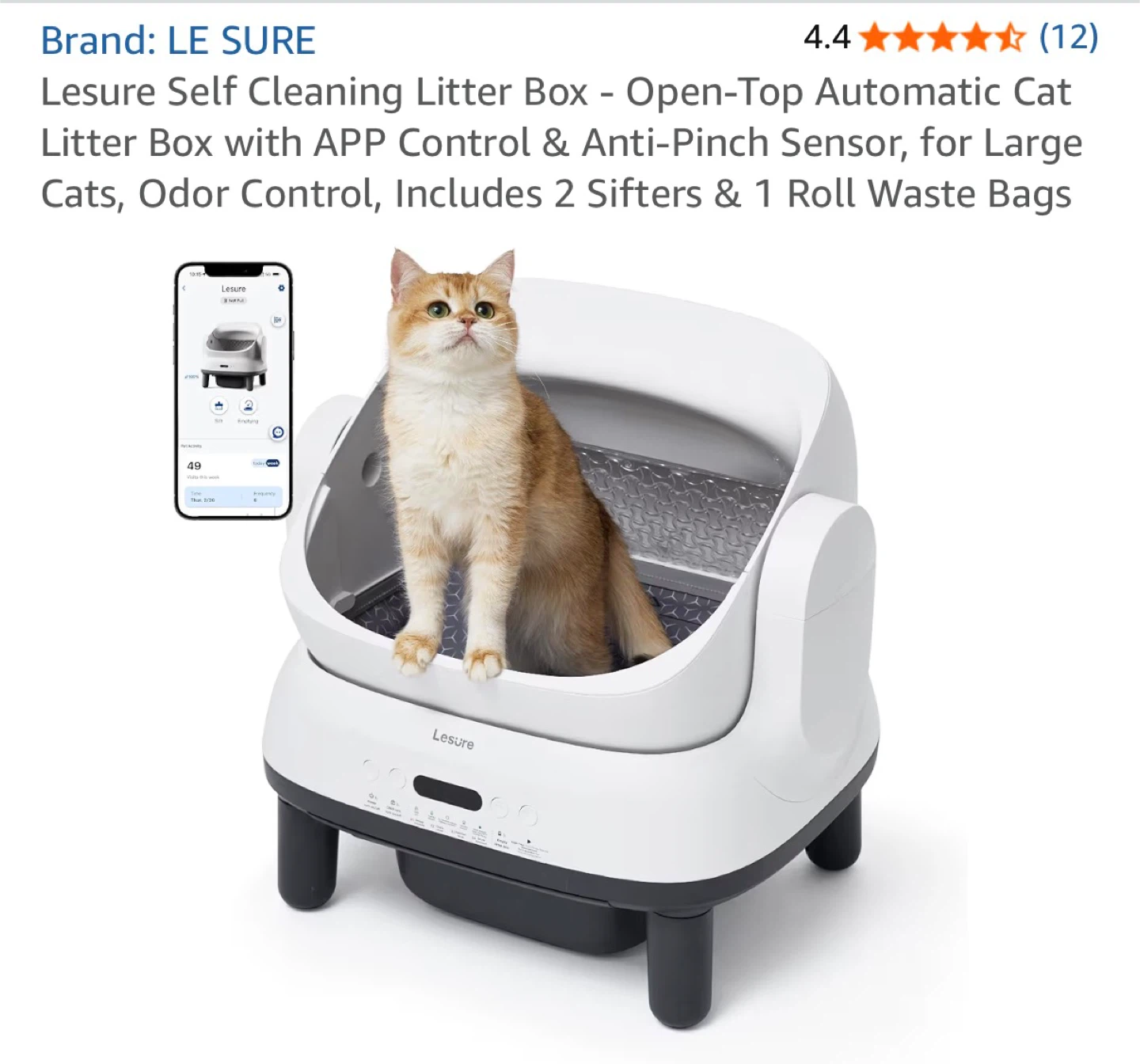 Lesure Self Cleaning Litter Box - Automatic, APP Control