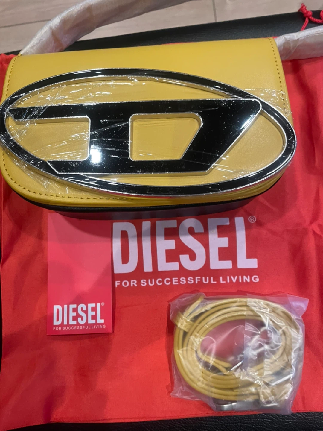Diesel Yellow Shoulder Bag with Large D Logo