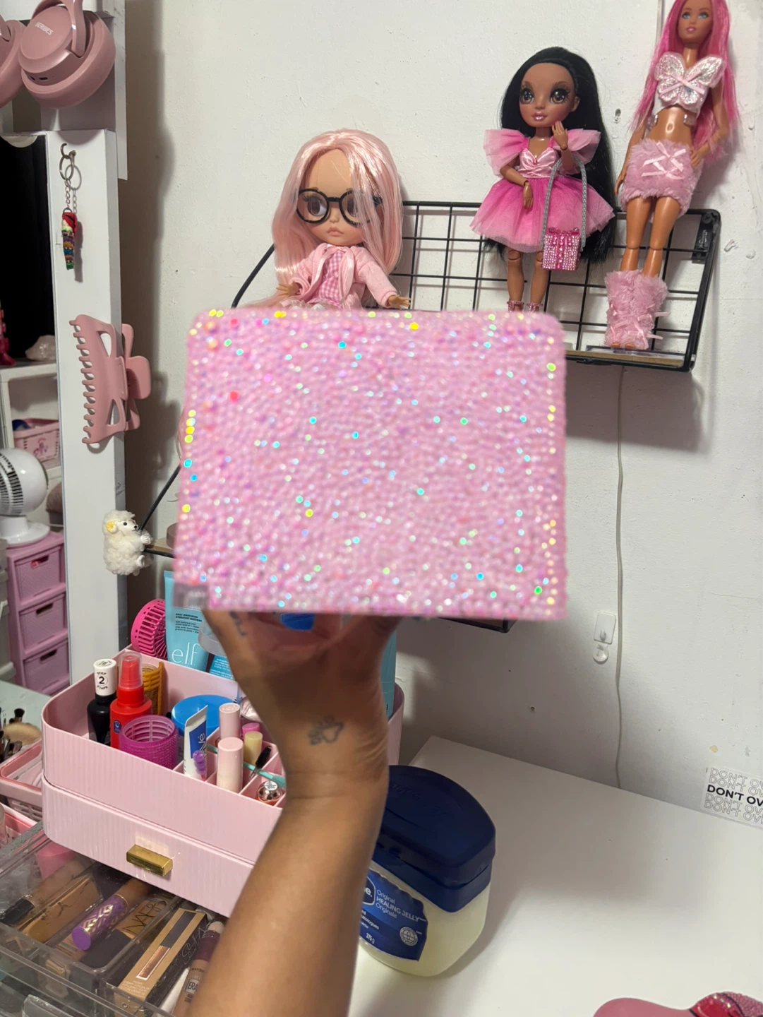 Sparkly Pink Rhinestone Tissue Box Cover - Choose Name - photo 3