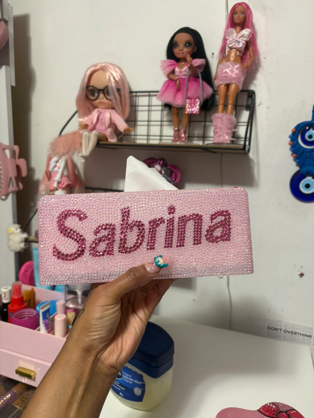 Sparkly Pink Rhinestone Tissue Box Cover - Choose Name - photo 5