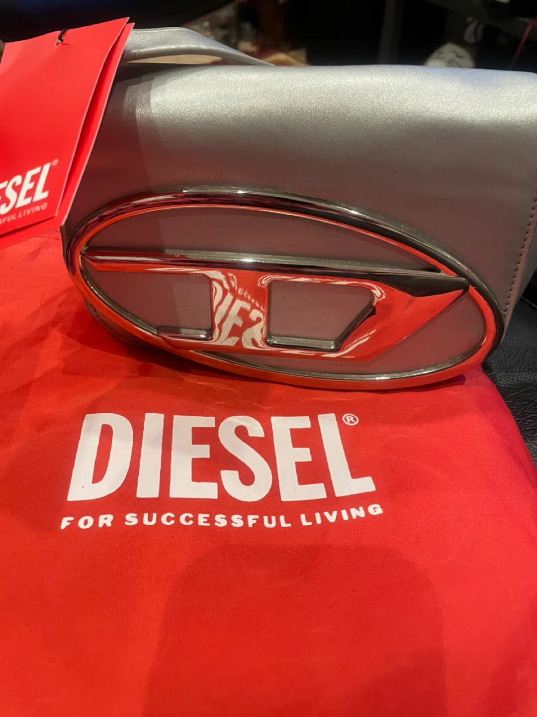 Diesel Silver Shoulder Bag with Dust Bag