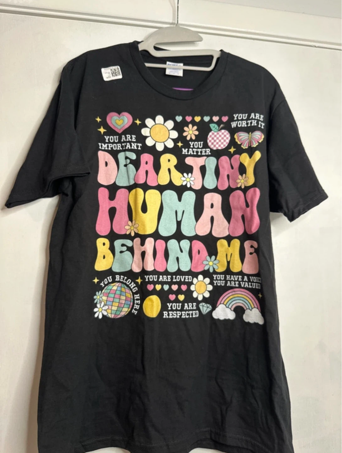Black "Dear Tiny Human Behind Me" Graphic T-Shirt