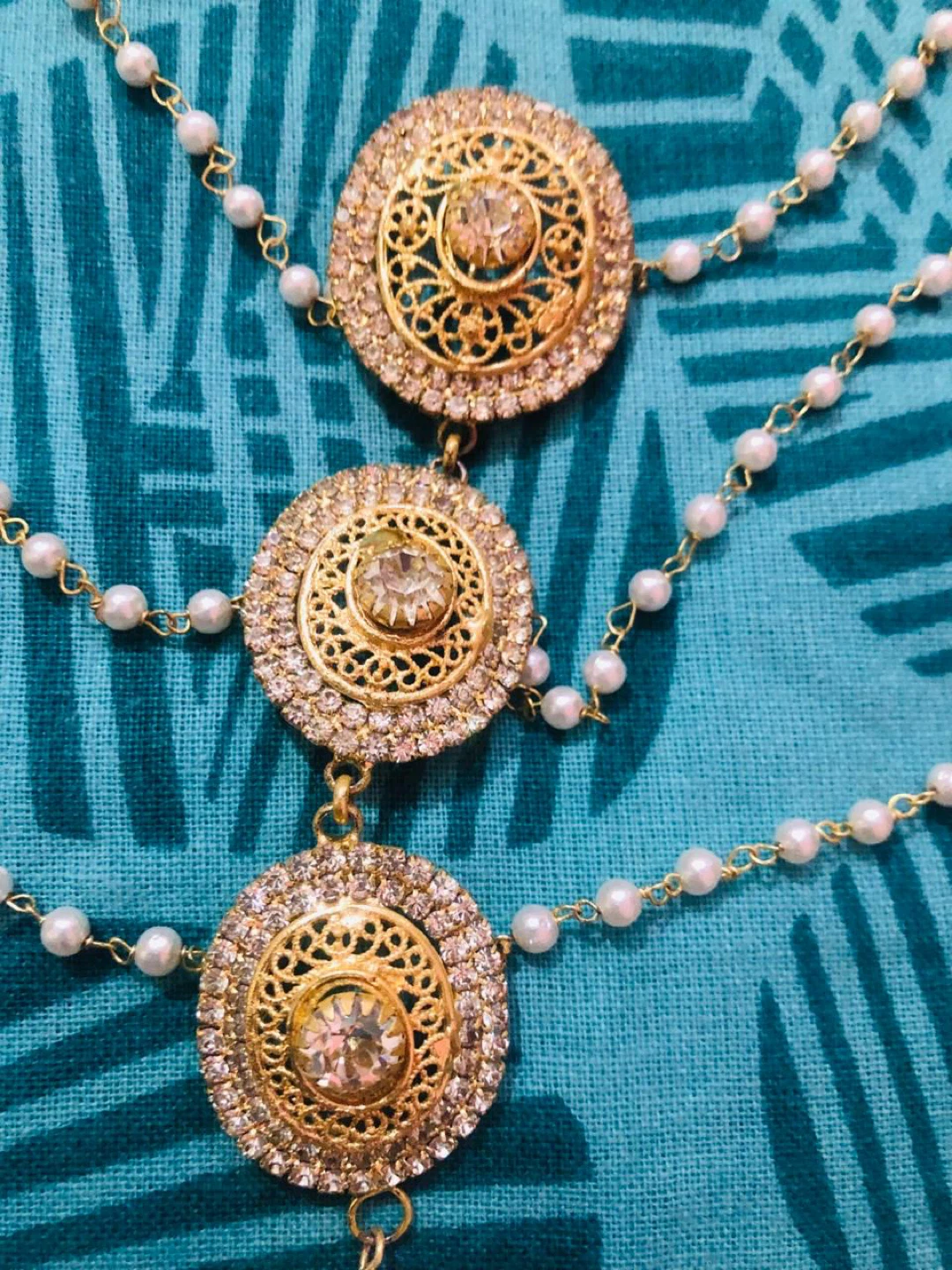 Gold Pearl Headpiece with Rhinestones - photo 4