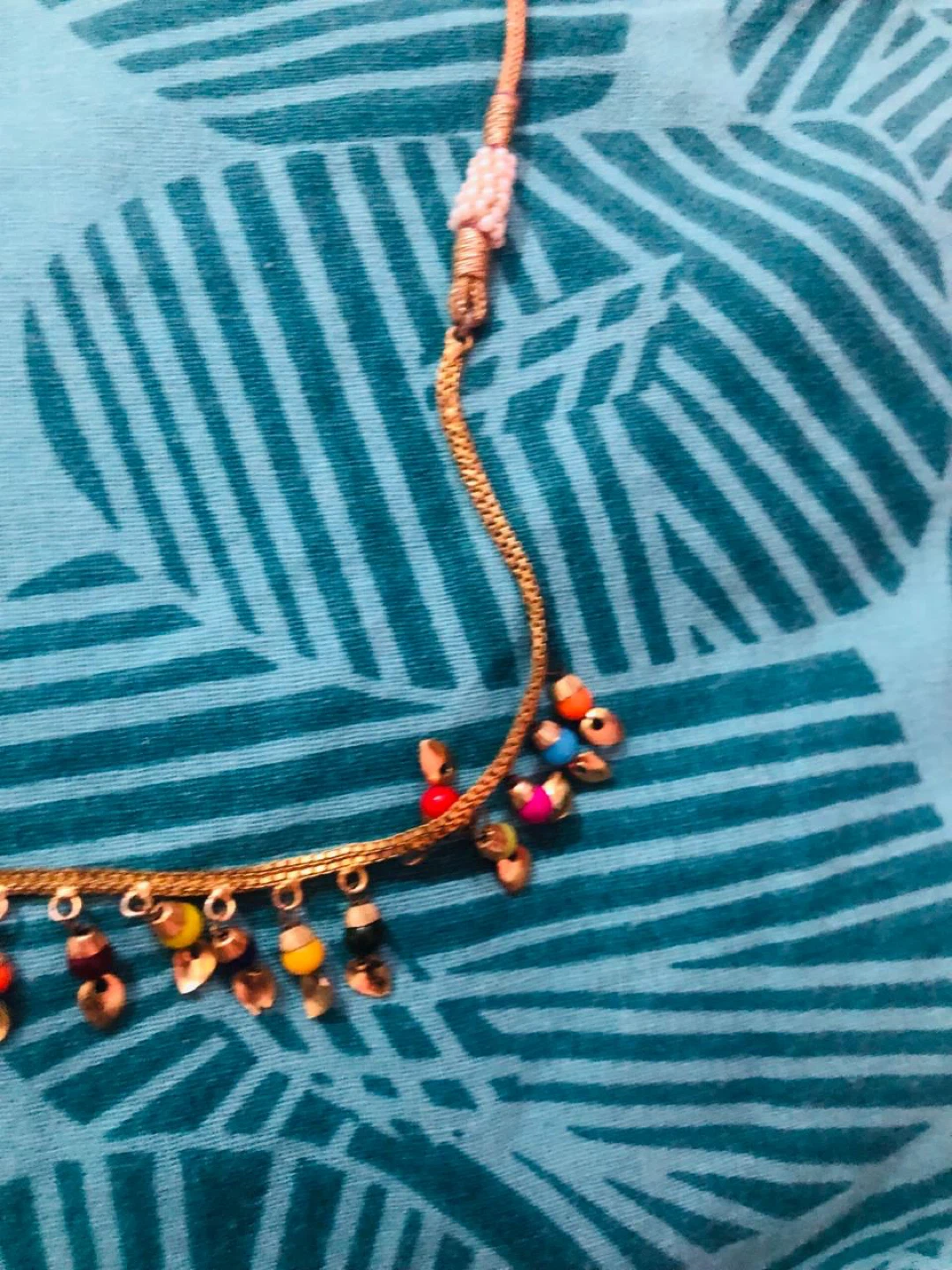 Gold-tone necklace with colourful beads - photo 3