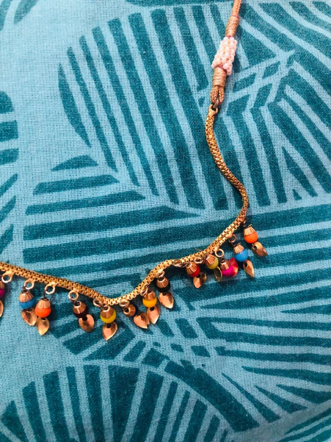 Gold-tone necklace with colourful beads - photo 2