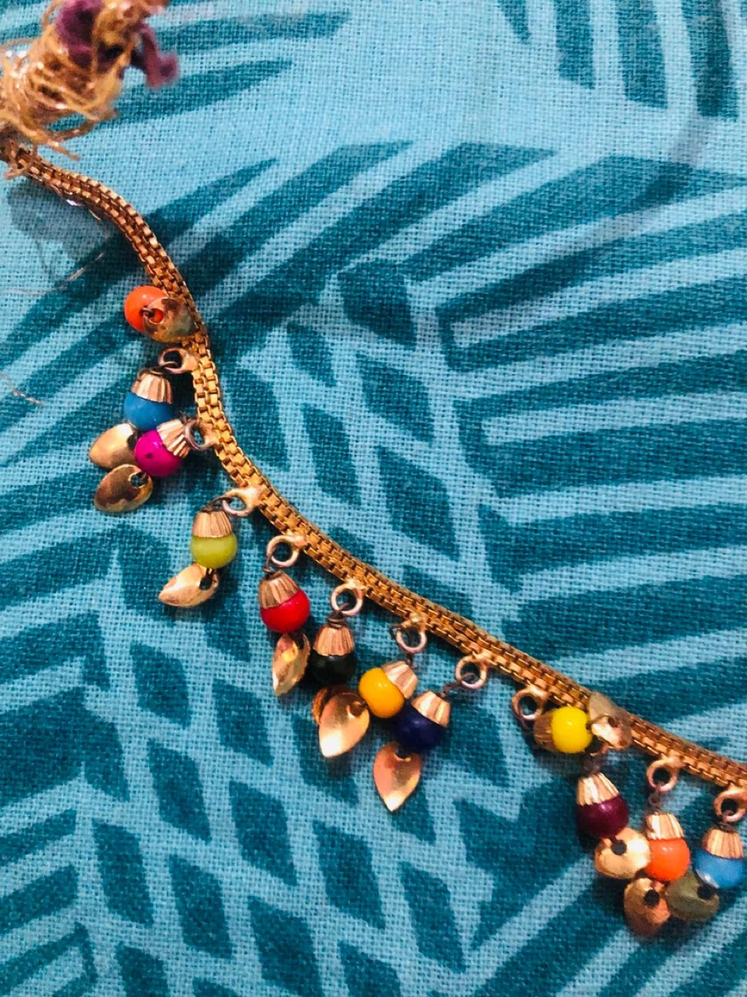 Gold-tone necklace with colourful beads - photo 4