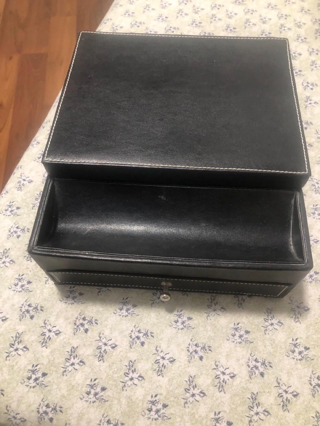 Black Faux Leather Storage Box