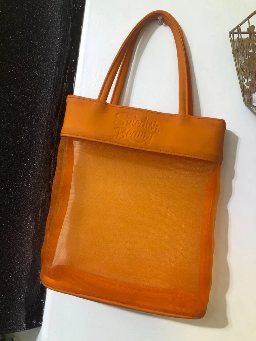 Swedish Beauty Orange Mesh Tote Bag