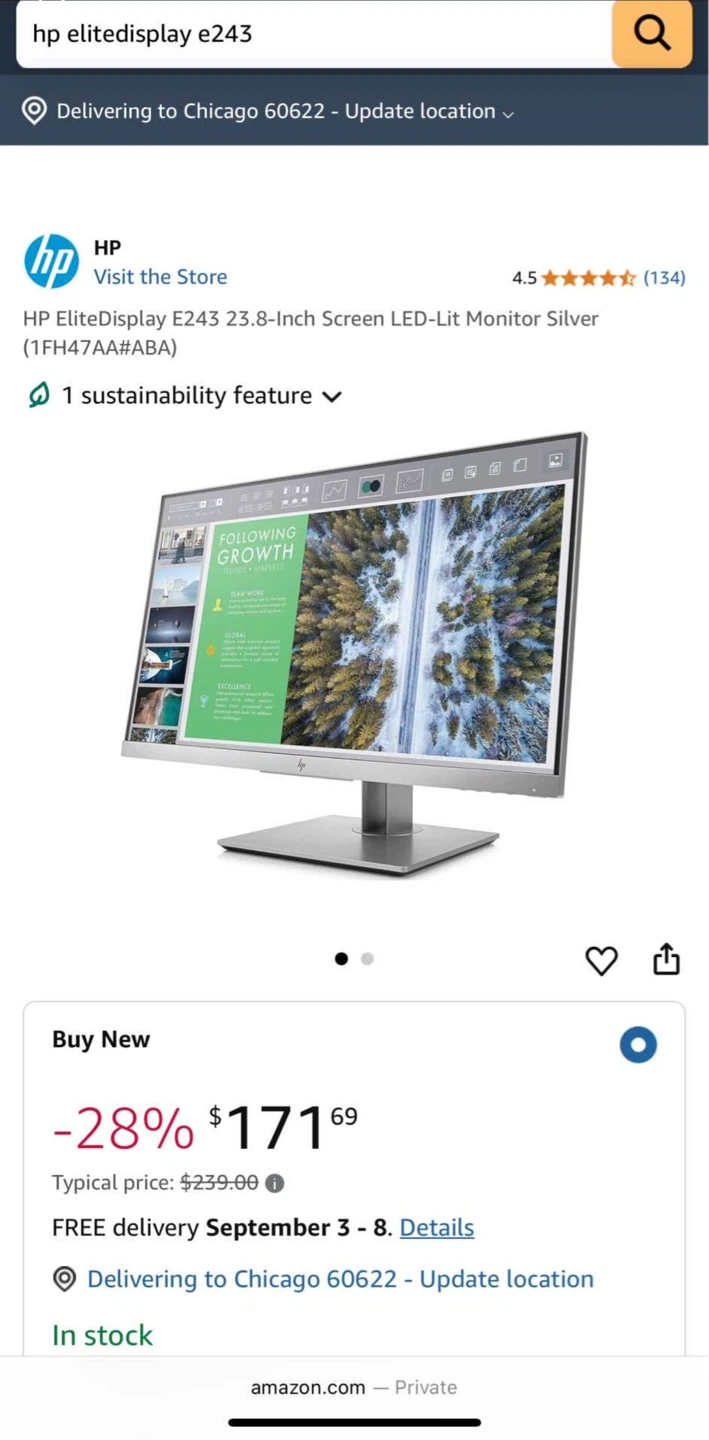 HP EliteDisplay E243 23.8-Inch LED-Lit Monitor - photo 2