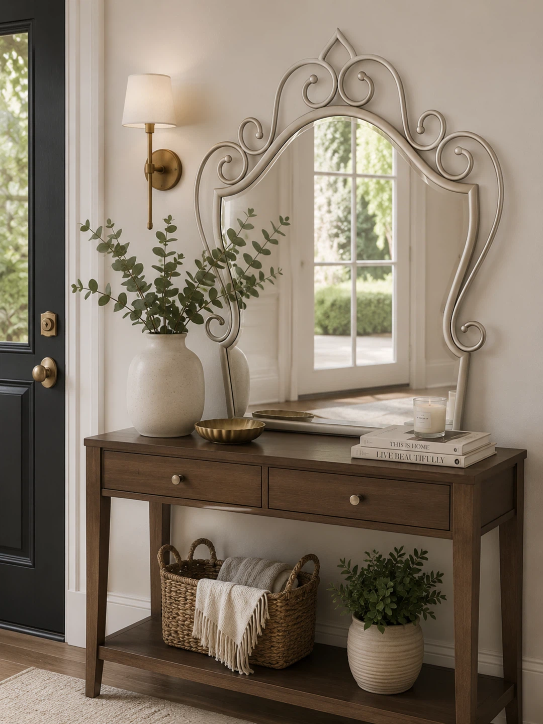 Multipurpose Regency Style Silver Accent Mirror