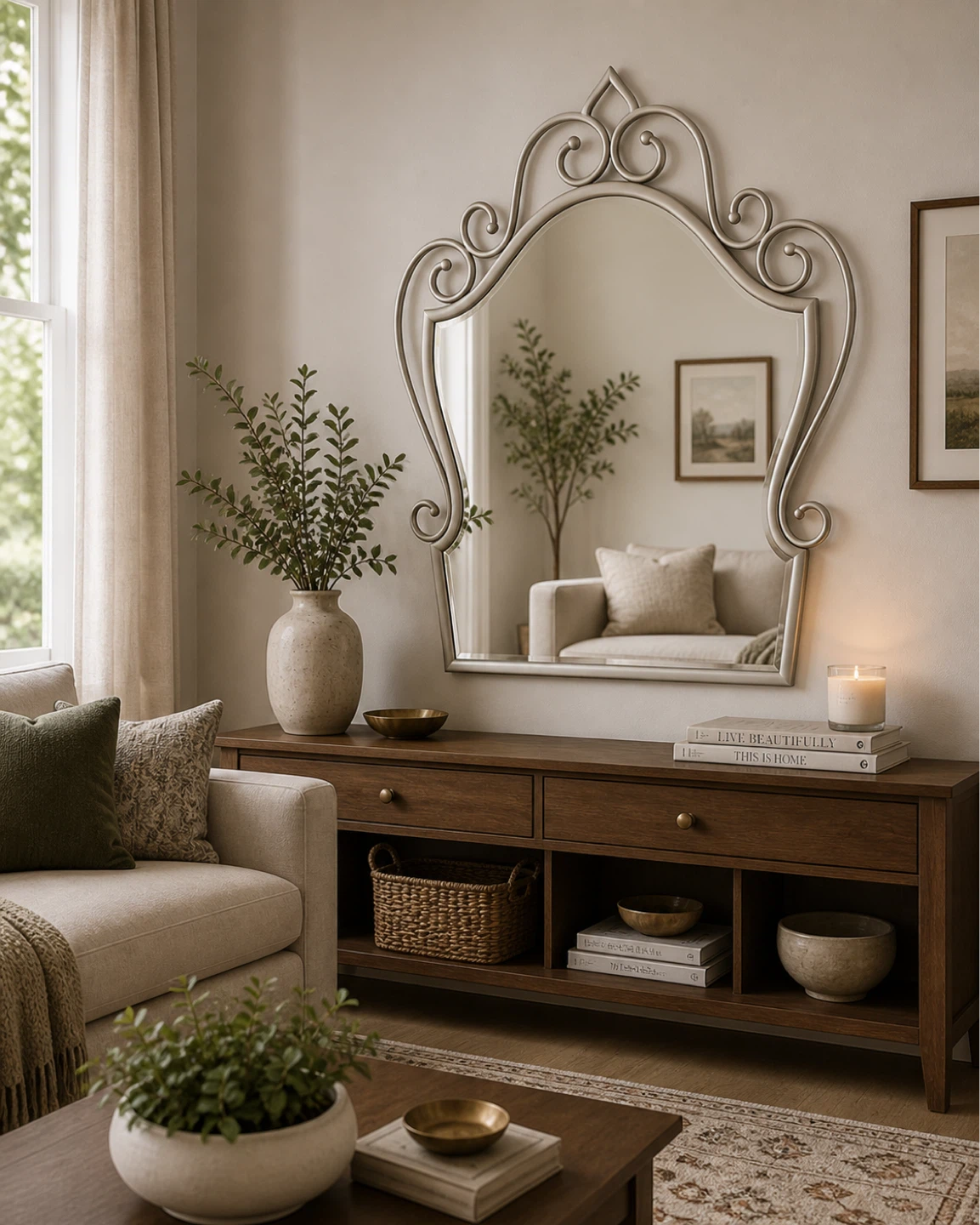 Multipurpose Regency Style Silver Accent Mirror - photo 2