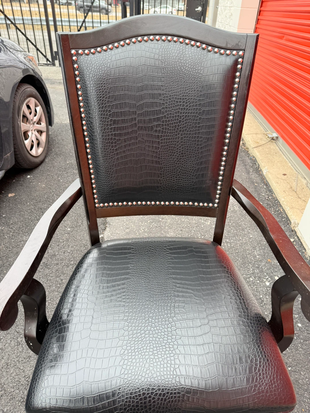 Black Armchair with Crocodile-Embossed Seat and Back - photo 5