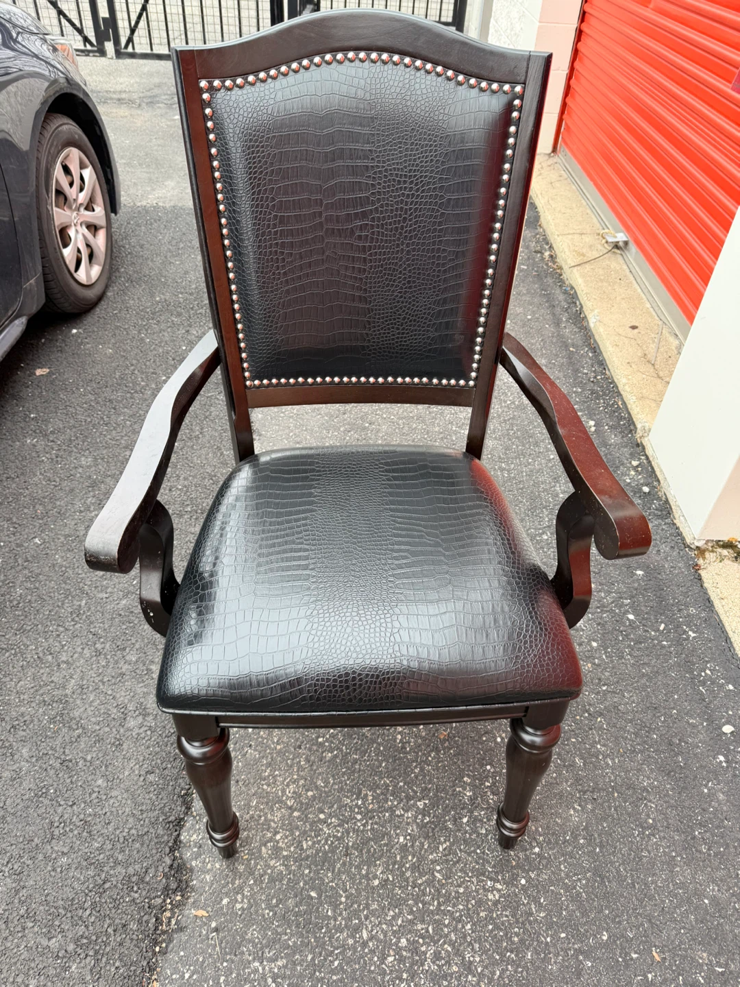 Black Armchair with Crocodile-Embossed Seat and Back - photo 2