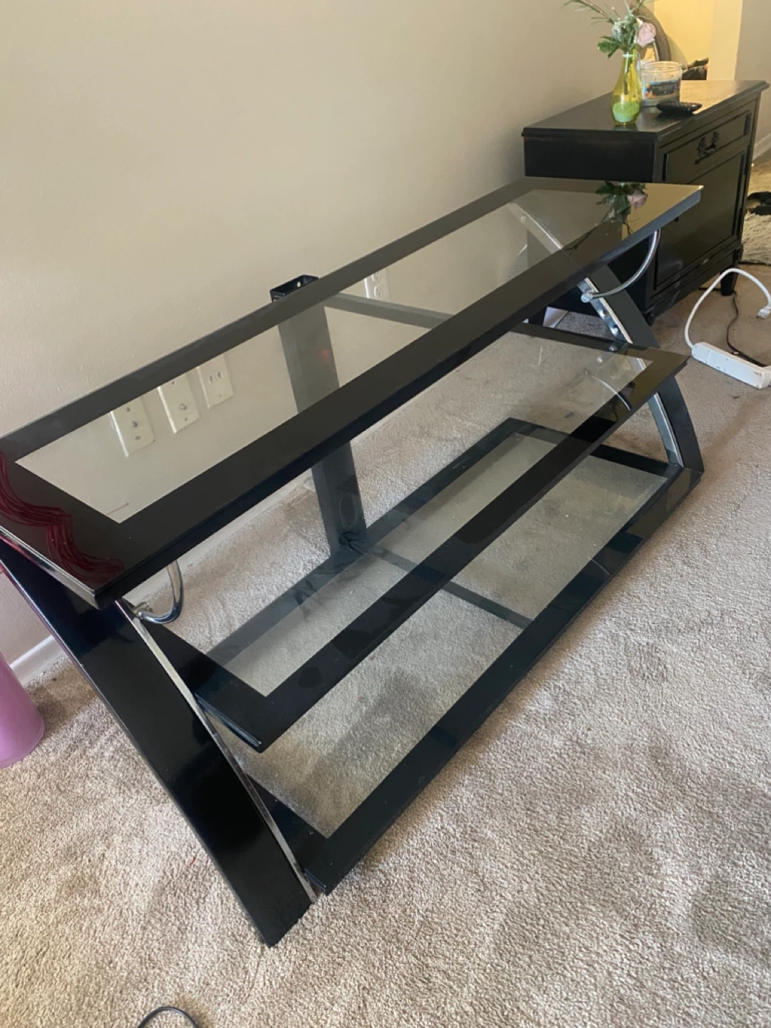 Black Glass TV Stand