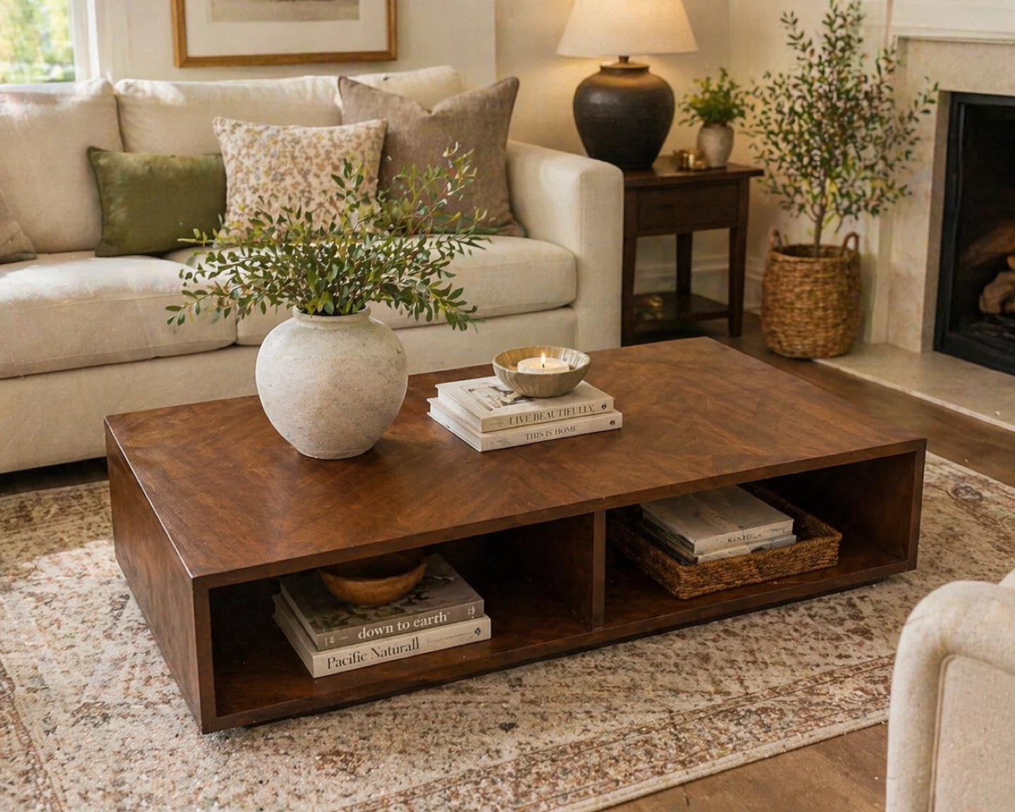 Vintage Danish Style Walnut Wood Coffee Table
