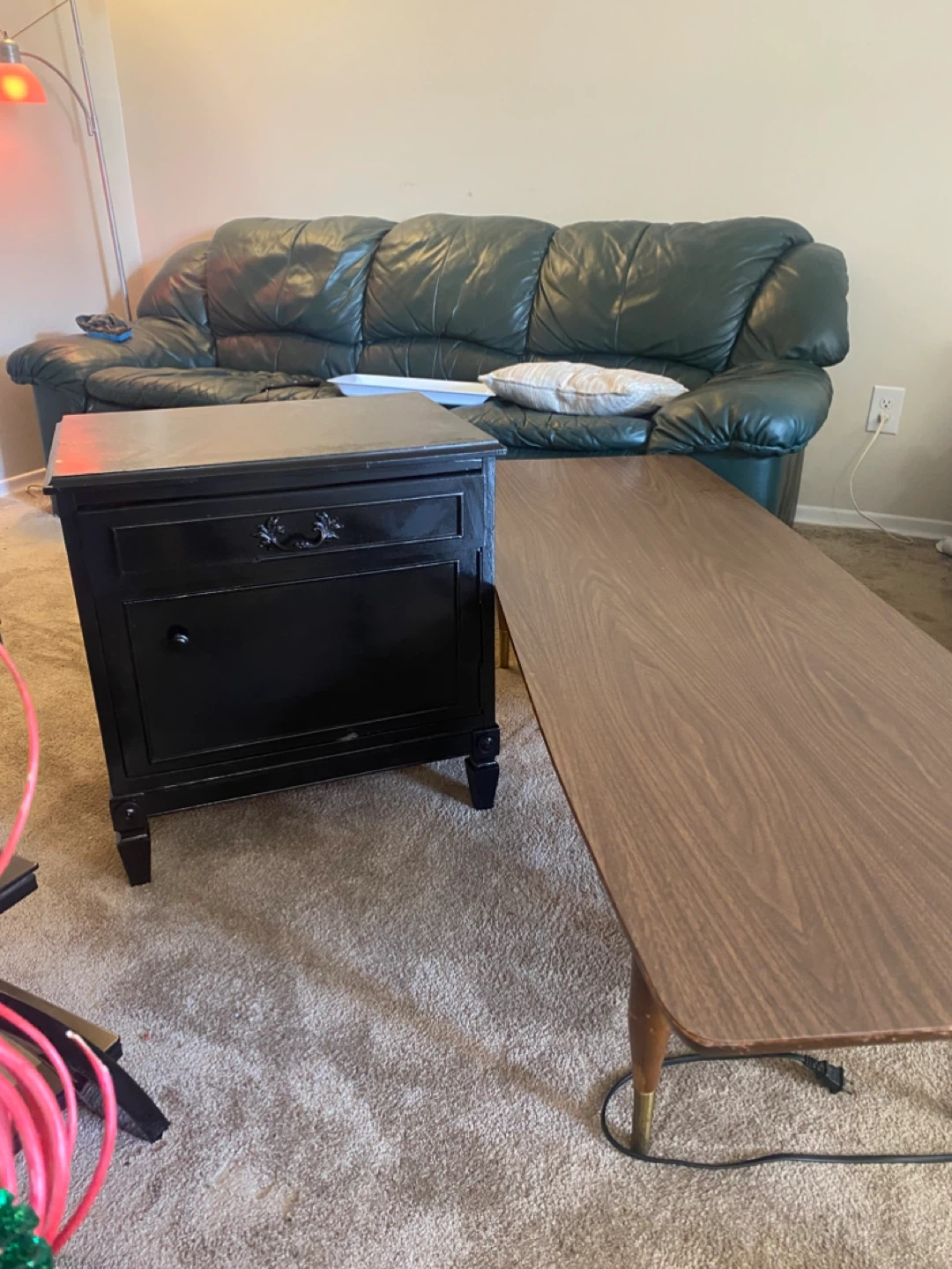 Black Nightstand / End Table with Drawer - photo 3