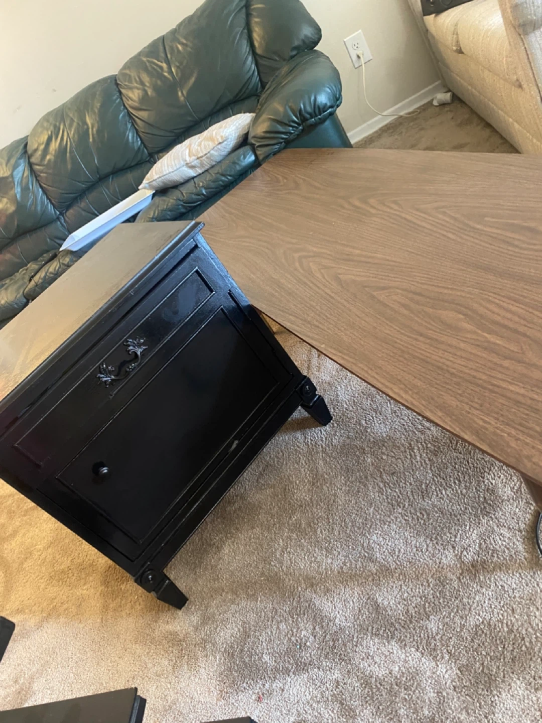 Black Nightstand / End Table with Drawer - photo 2