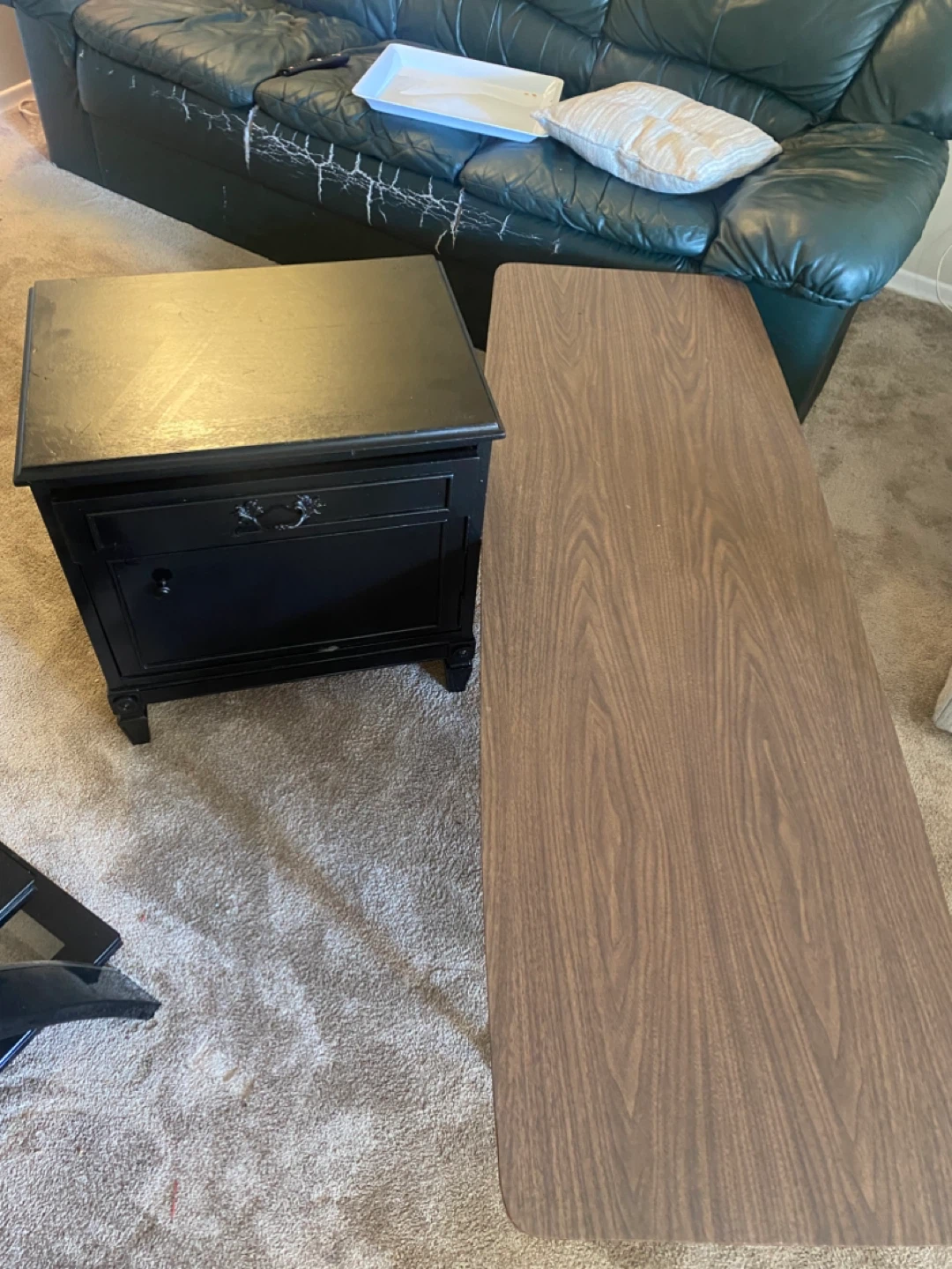 Black Nightstand / End Table with Drawer - photo 4
