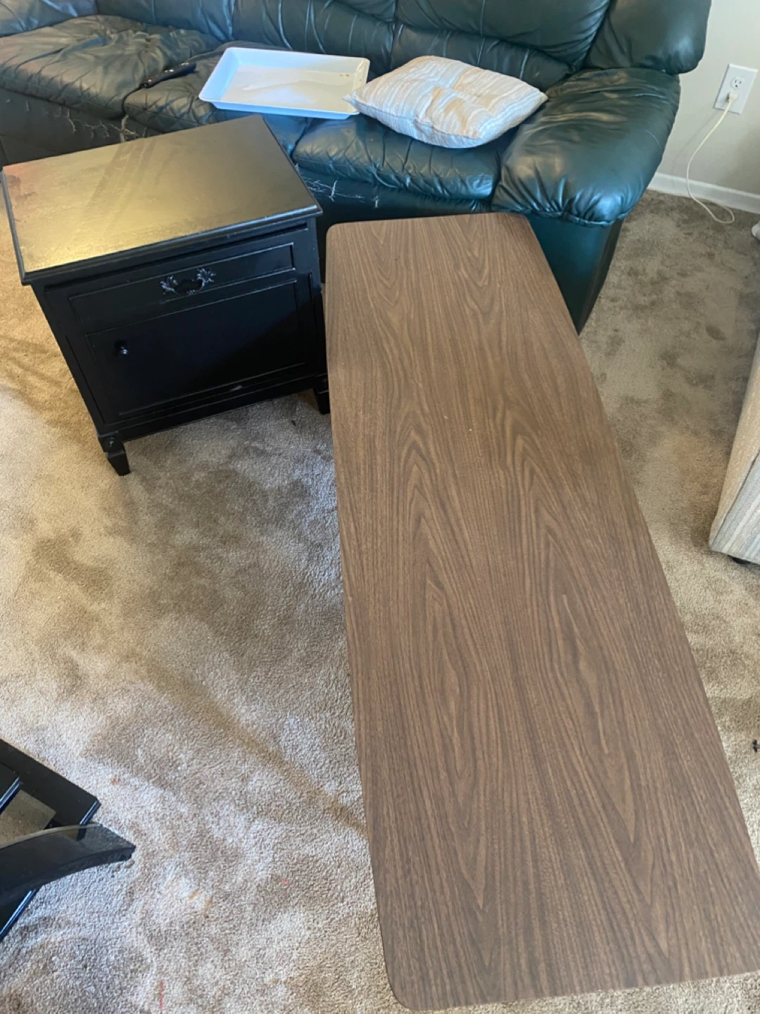 Black Nightstand / End Table with Drawer